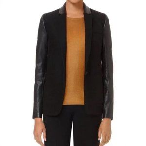 Aritzia Babaton Black Wool Cashmere Blend Vegan Leather Fred Blazer